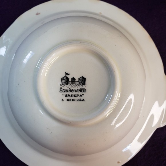 2 Vtg Steubenville "Sandra" Soup/Cereal Bowls USA Sailboat Palm Trees Art Deco - Picture 3 of 7